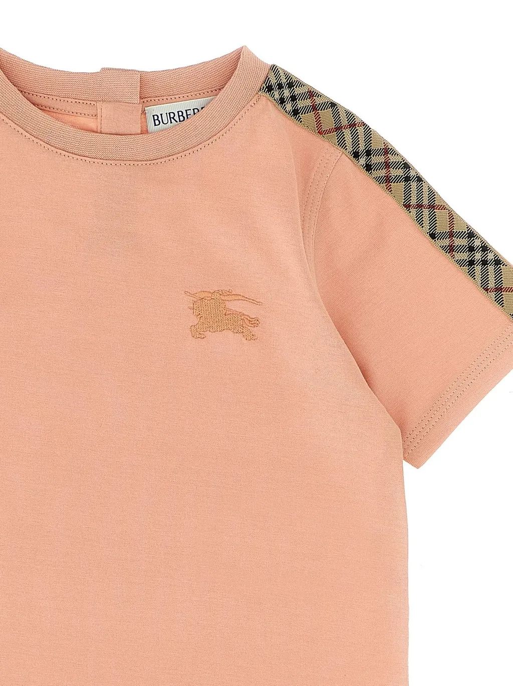 Burberry Kids Checked Trim Crewneck T-Shirt