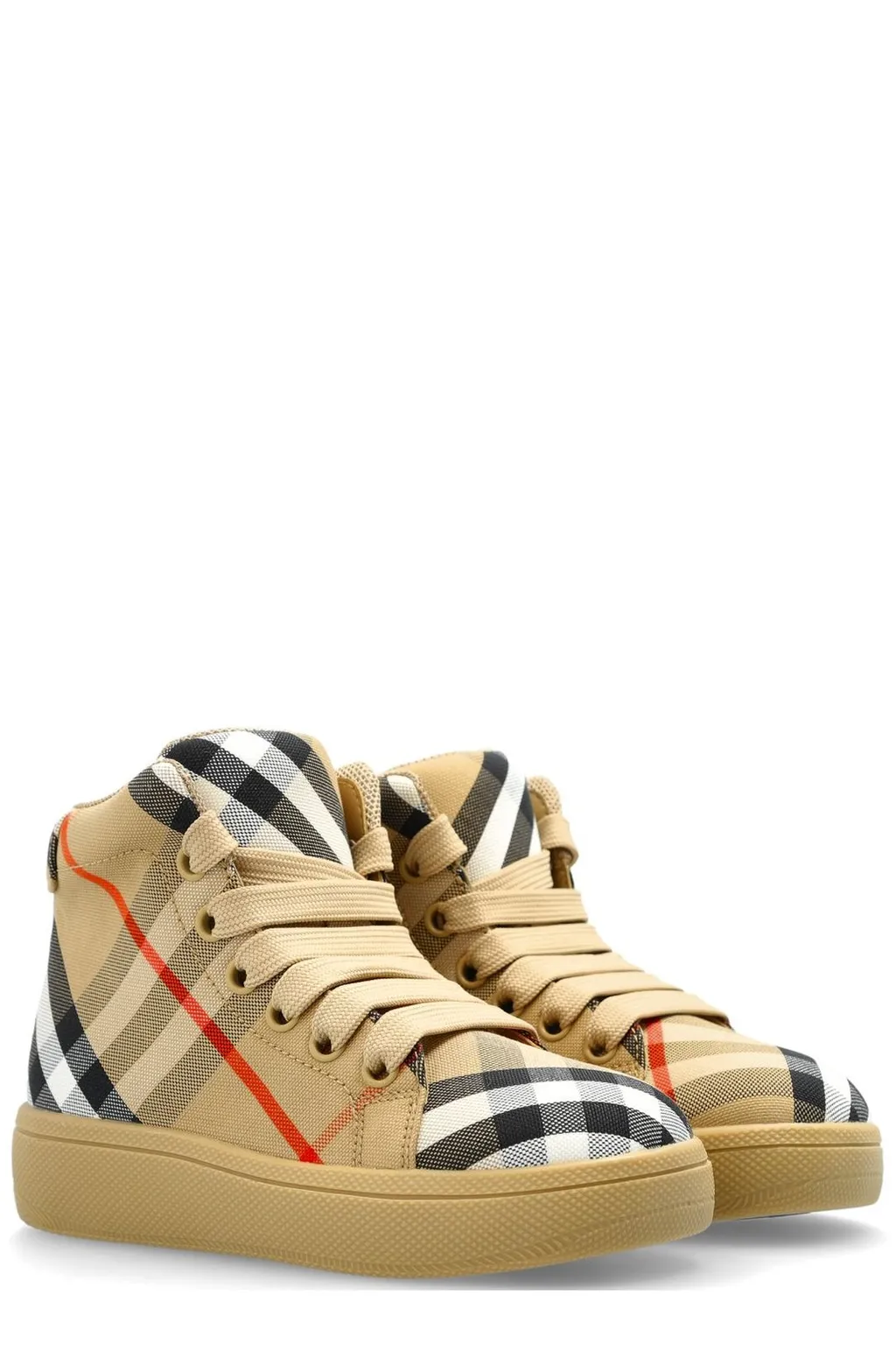 Burberry Kids Check High-Top Sneakers