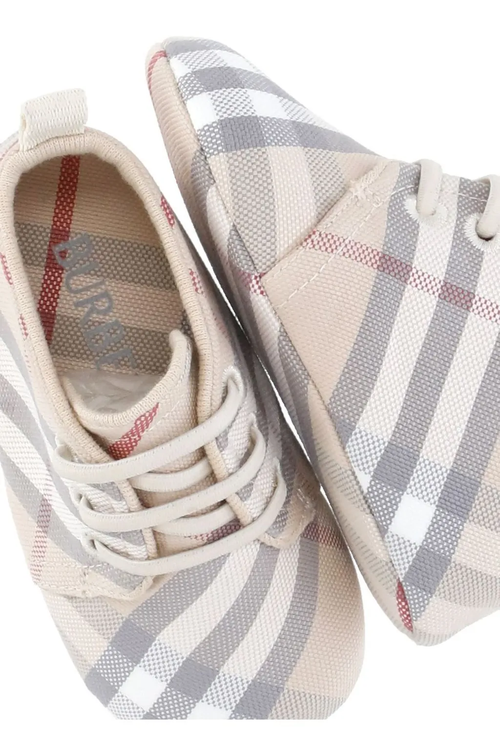 Burberry Kids Check-Pattern Lace-Up Crib Shoes
