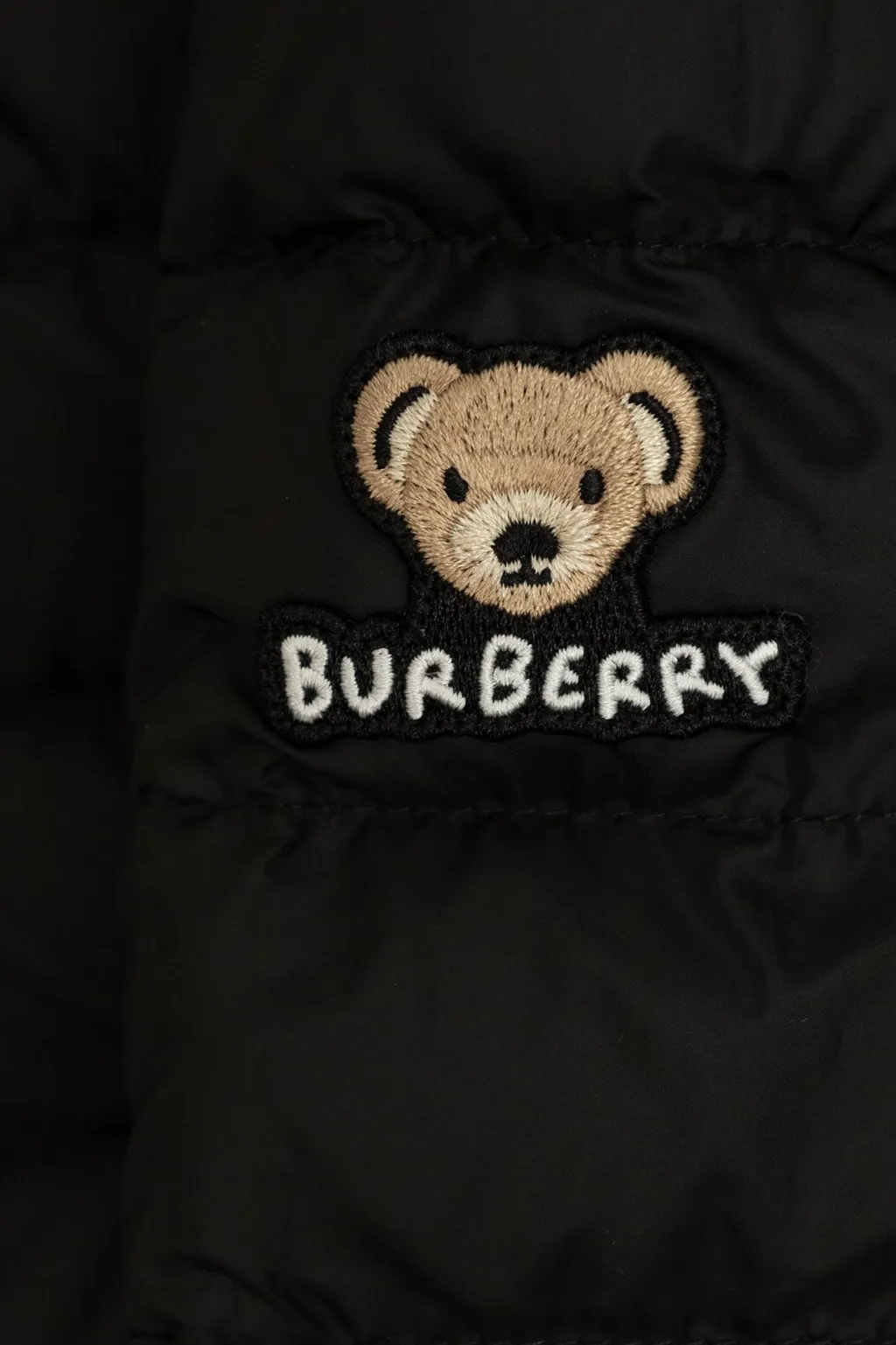 Burberry Kids Logo Bear Embroidered Hooded Puffer Jacket