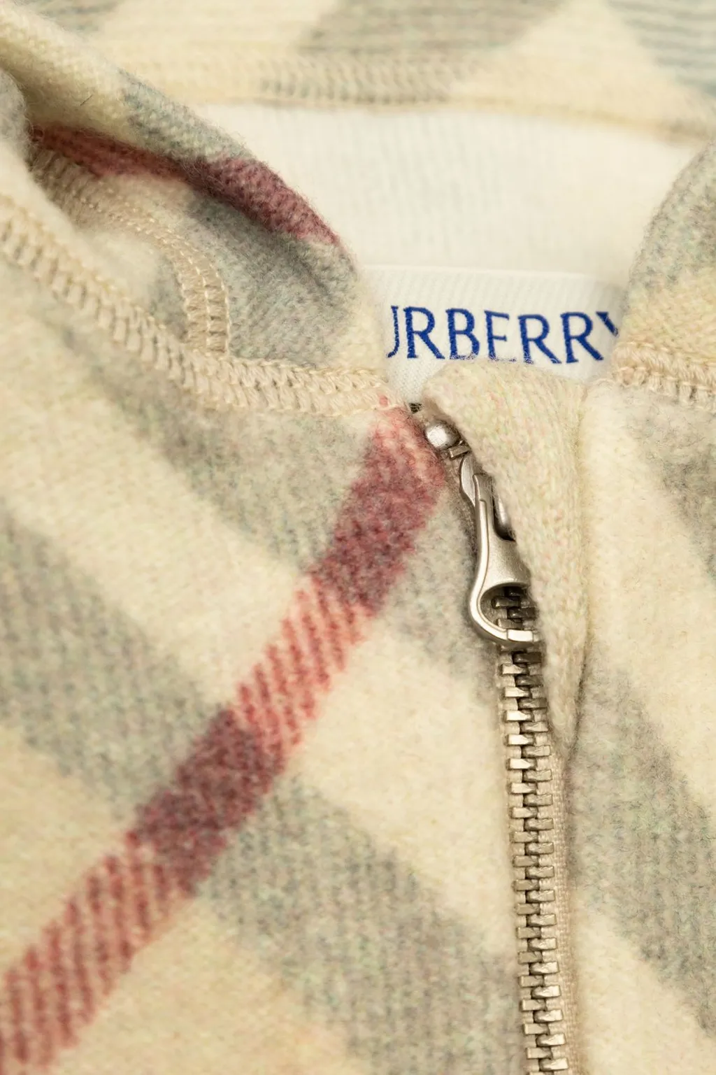 Burberry Kids Zip-Up Knitted Checked Hoodie