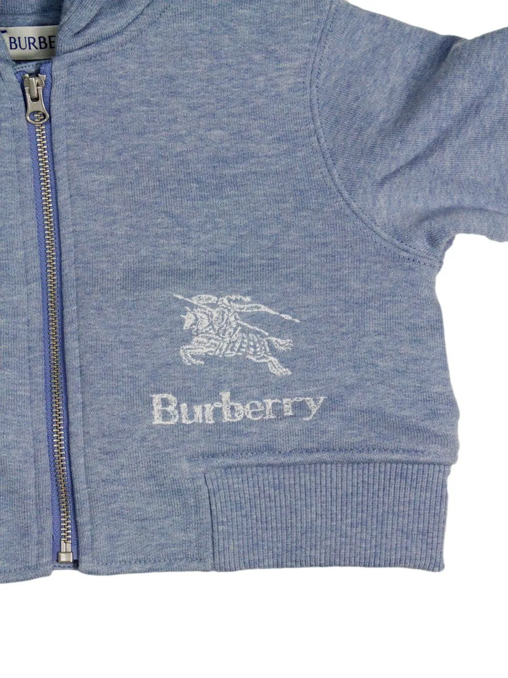 Burberry Kids Logo Embroidered Zip-Up Hoodie