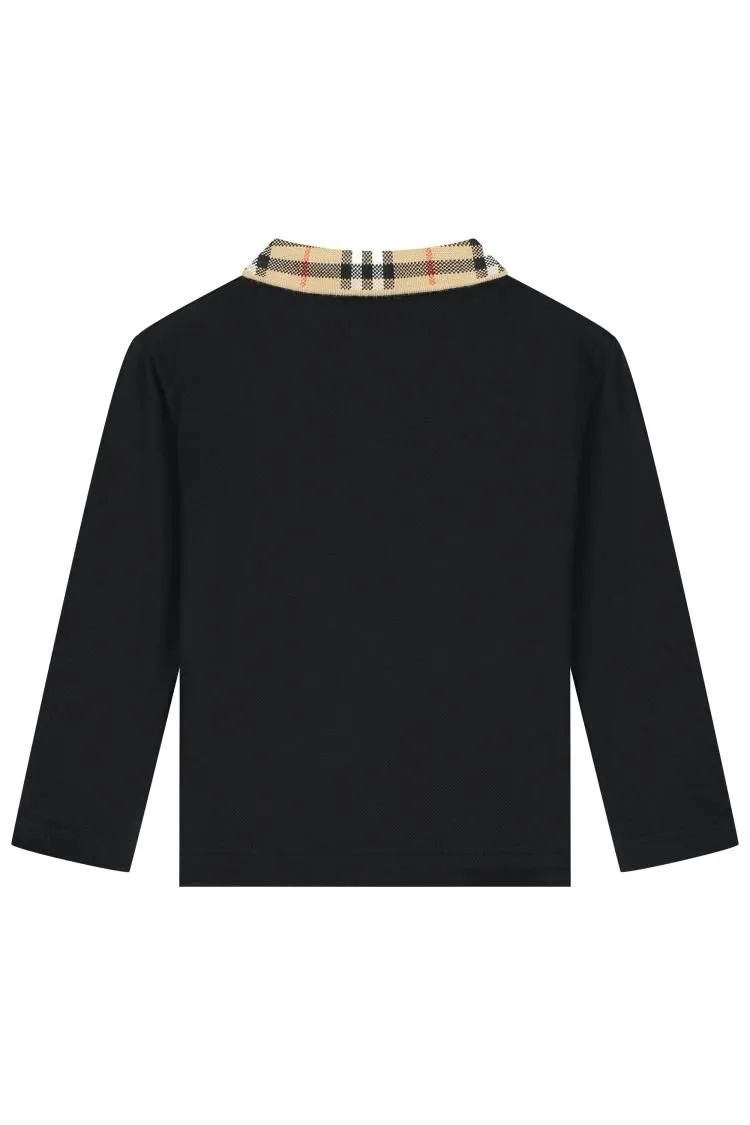 Burberry Kids Check-Trimmed Long-Sleeved Polo Shirt