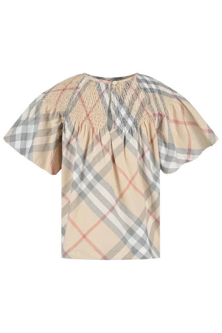 Burberry Kids Checked Crewneck Straight Hem Top