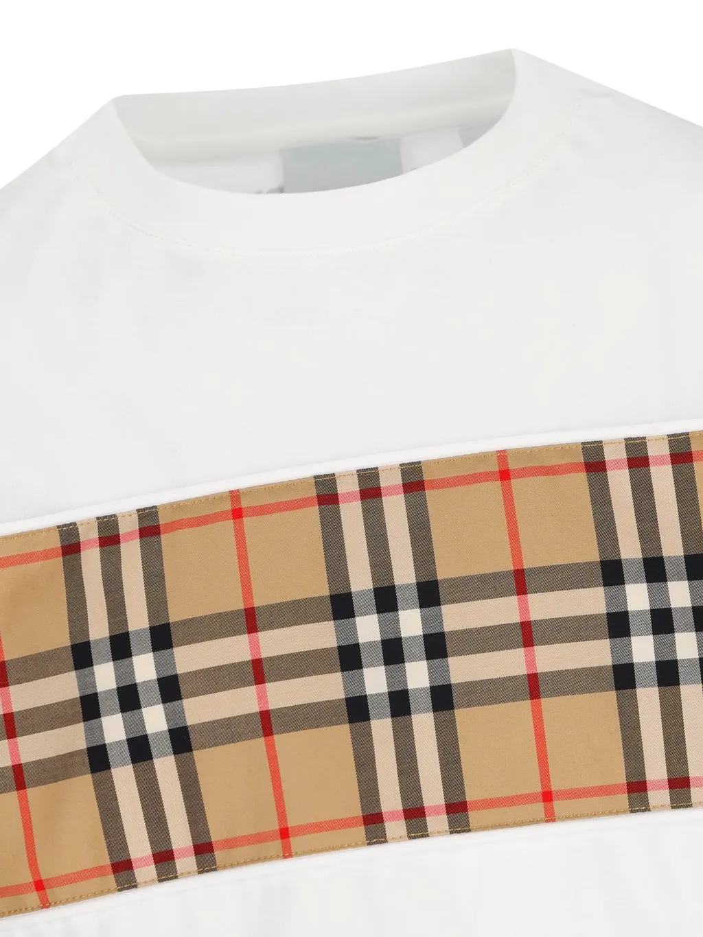 Burberry Kids Check Detailed Crewneck T-Shirt