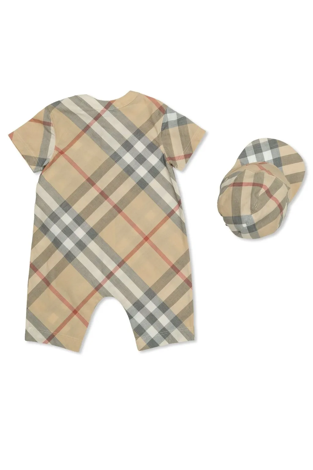 Burberry Kids Checked Romper And Cap Set