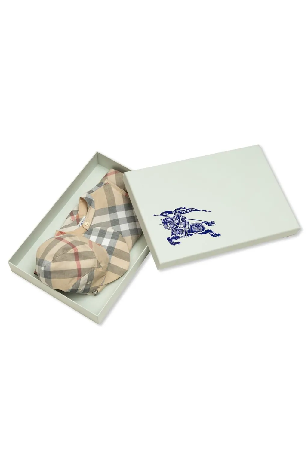 Burberry Kids Checked Romper And Cap Set
