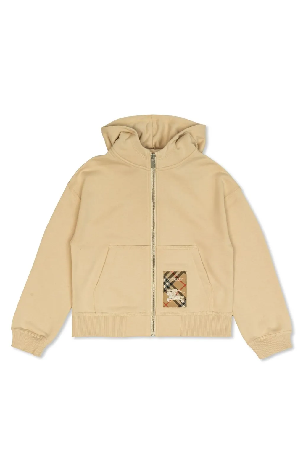 Burberry Kids Check Label Zip-Up Hoodie
