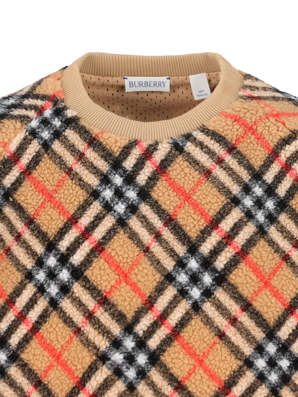 Burberry Kids Checked Crewneck Fleece Sweatshirt