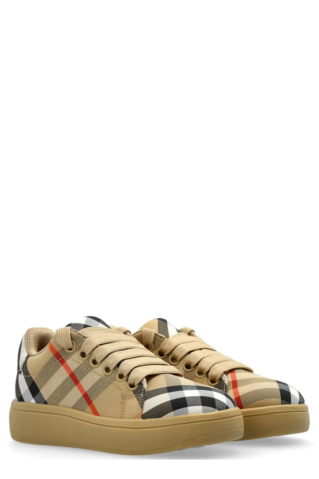 Burberry Kids Checkered Lace-Up Sneakers