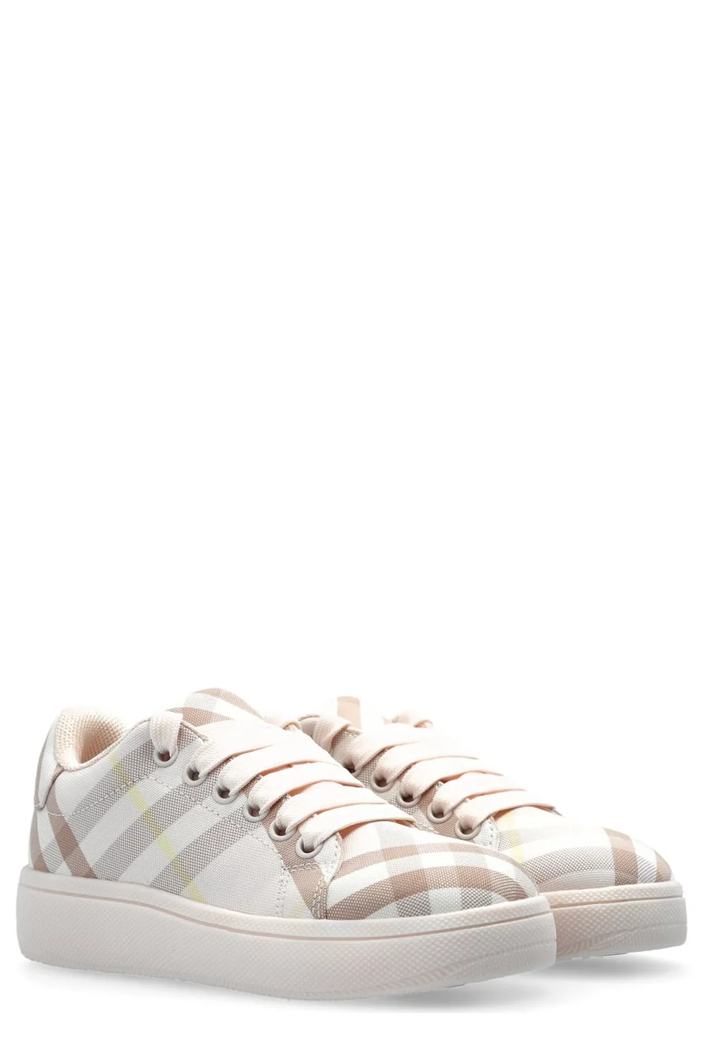 Burberry Kids Checked Lace-Up Sneakers