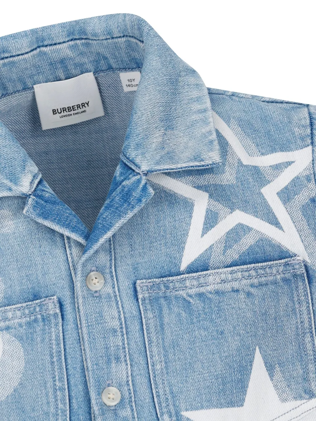 Burberry Kids Logo Star Detailed Denim Top