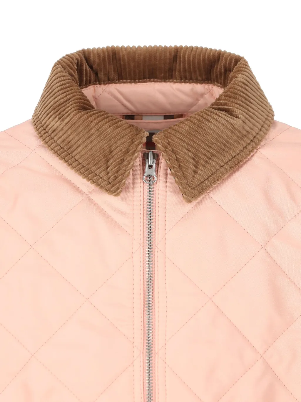 Burberry Kids Corduroy Collar Zipped Quilted Jacket