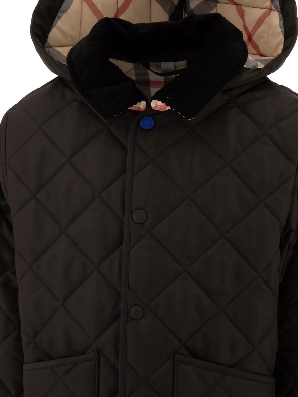 Burberry Kids Corduroy-Collar Quilted Hooded Jacket