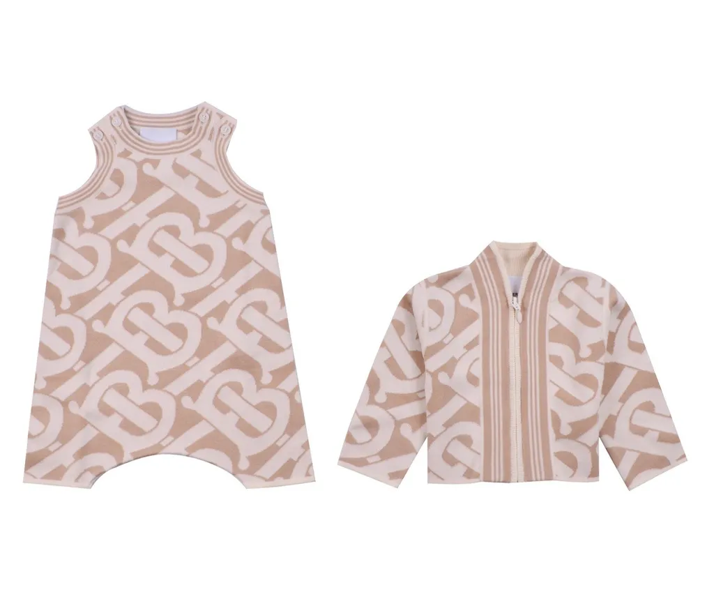 Burberry Kids Tb Monogram Straight Hem Babygrow Set