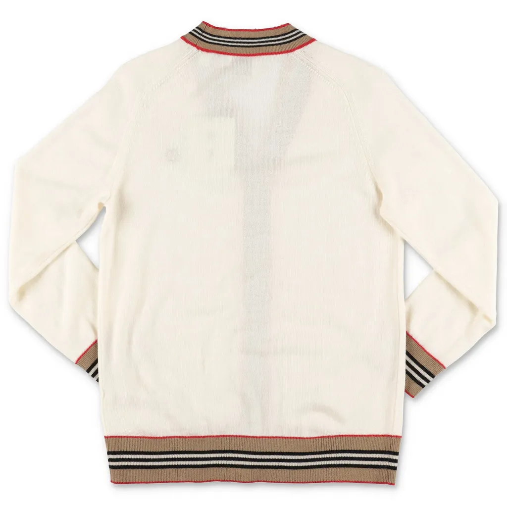 Burberry Kids Icon Stripe V-Neck Long-Sleeved Cardigan