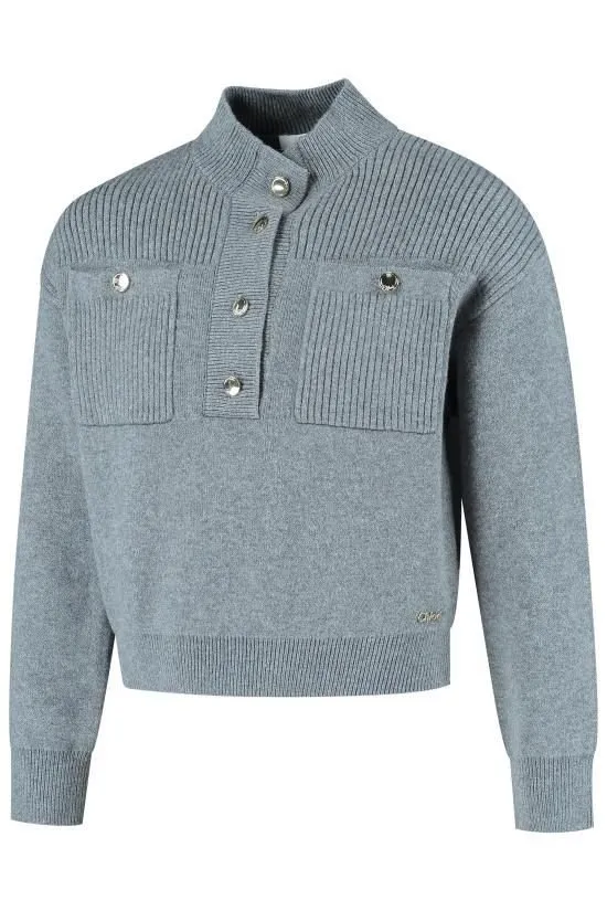 Chloé Kids Buttoned-Collar Knitted Jumper