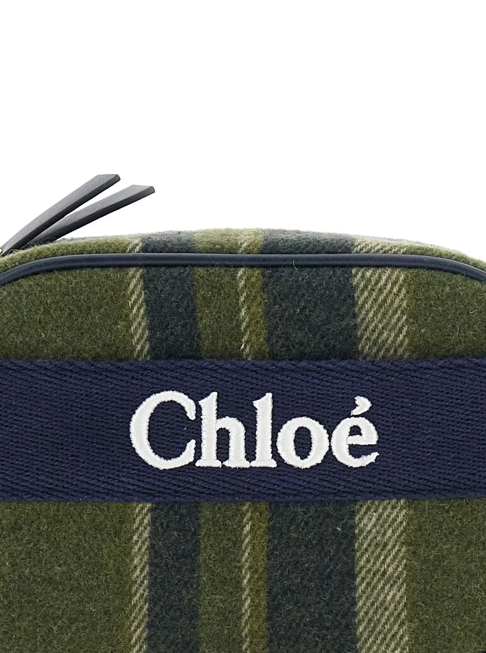 Chloé Kids Plaid Logo Embroidered Crossbody Bag
