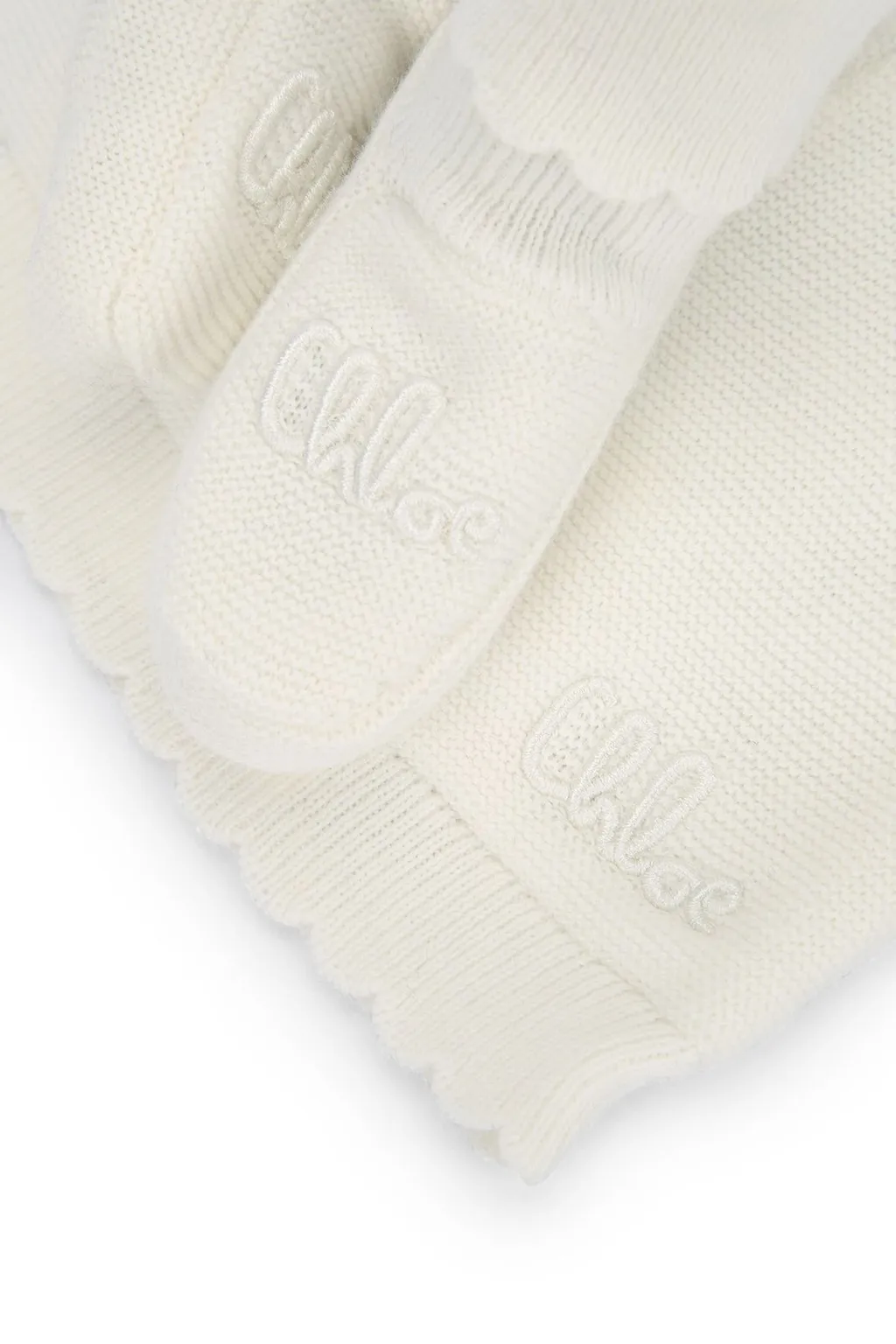 Chloé Kids Logo Embroidered Knitted Beanie Set