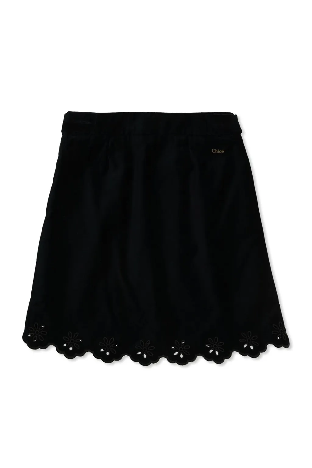 Chloé Kids Openwork Scalloped-Hem Floral-Embroidered Skirt