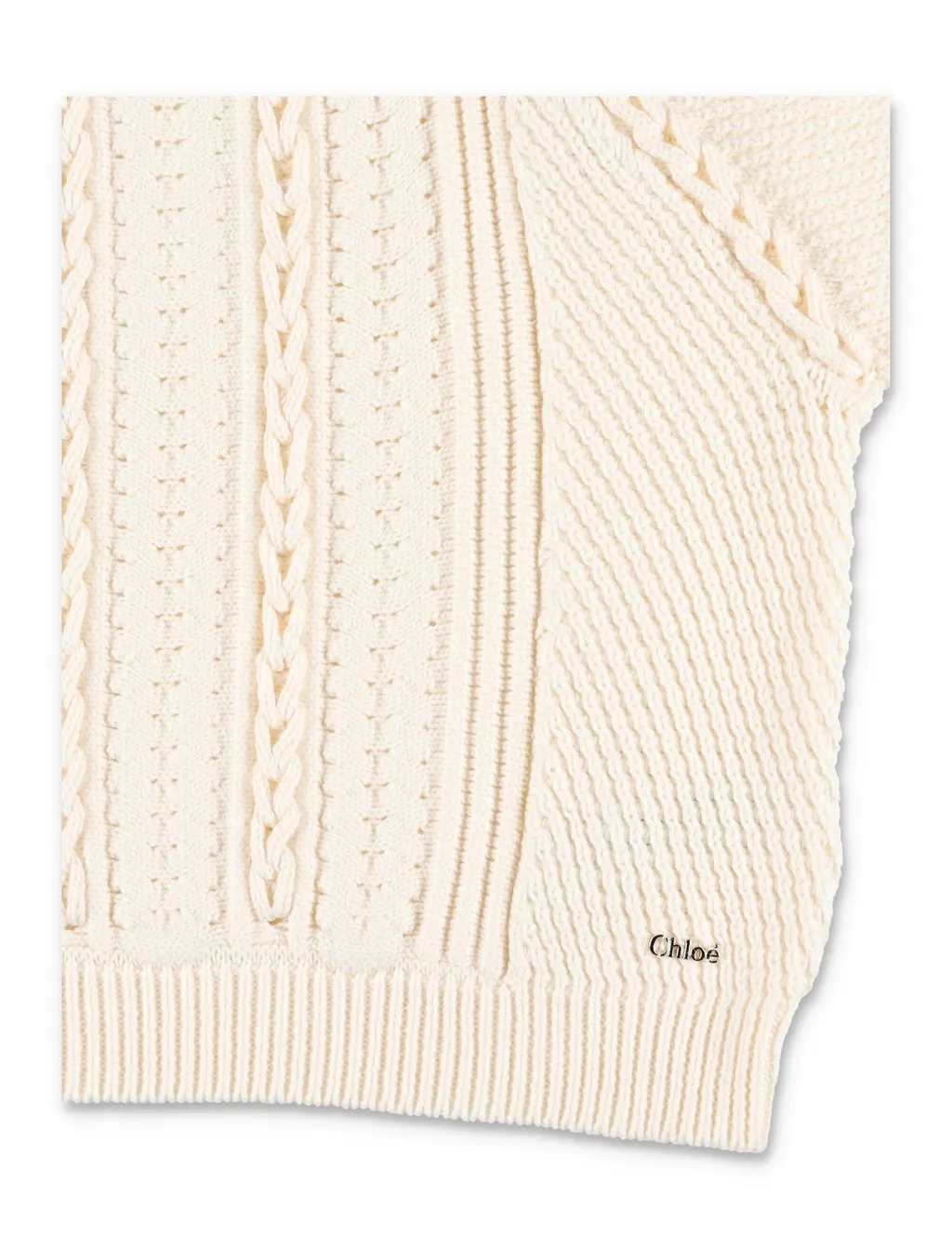 Chloé Kids Logo Lettering Cable Knitted Jumper