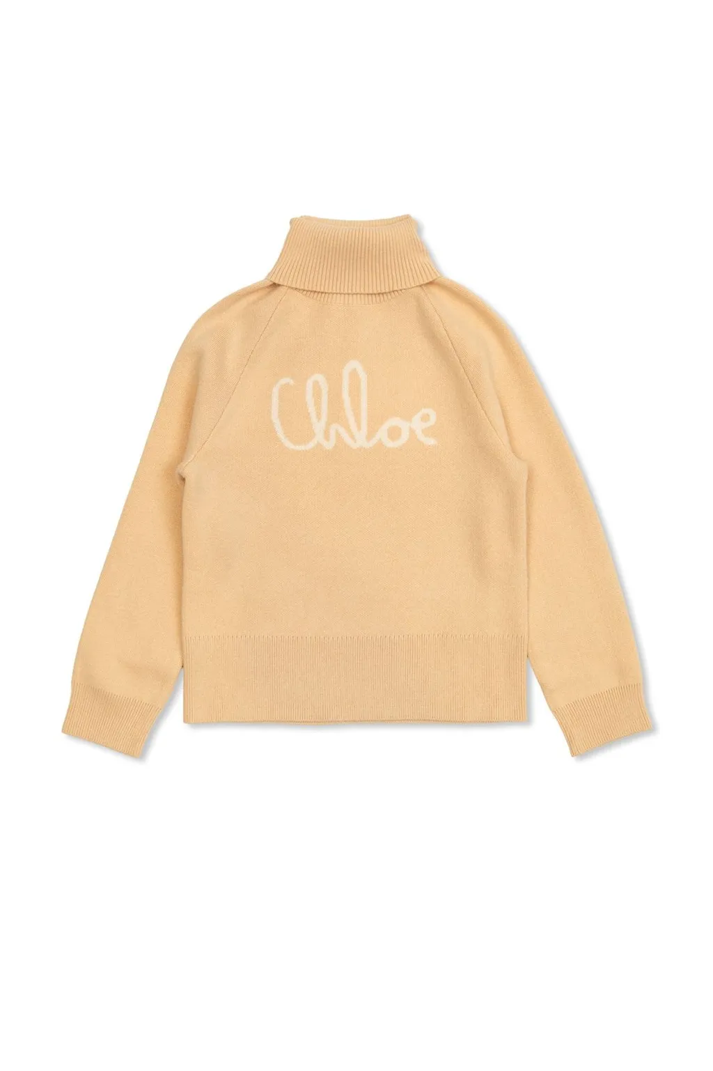 Chloé Kids Turtle-Neck Logo Embroidered Jumper