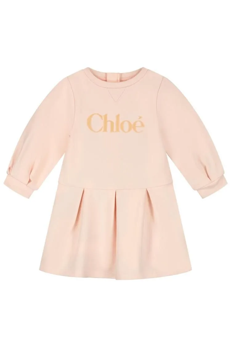 Chloé Kids Logo-Printed Balloon Sleeves Dress