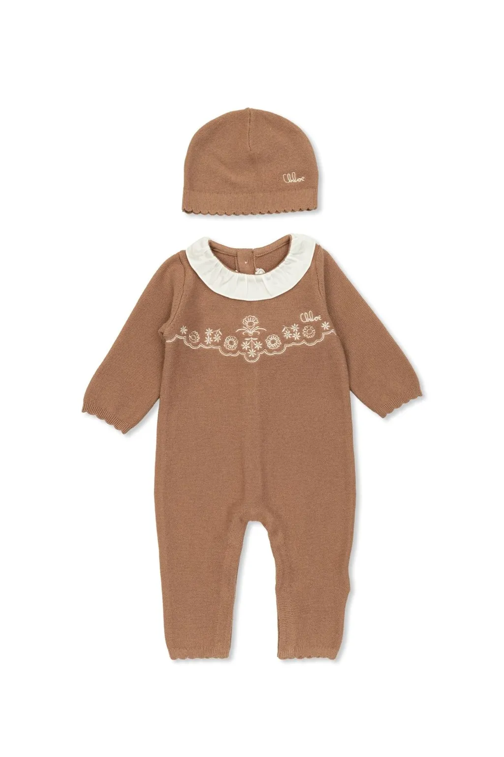 Chloé Kids Ruffled Embroidered Babygrow Set