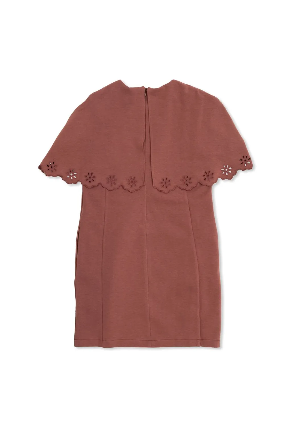 Chloé Kids Rear Zipped Eyelet-Trimmed Cape Dress