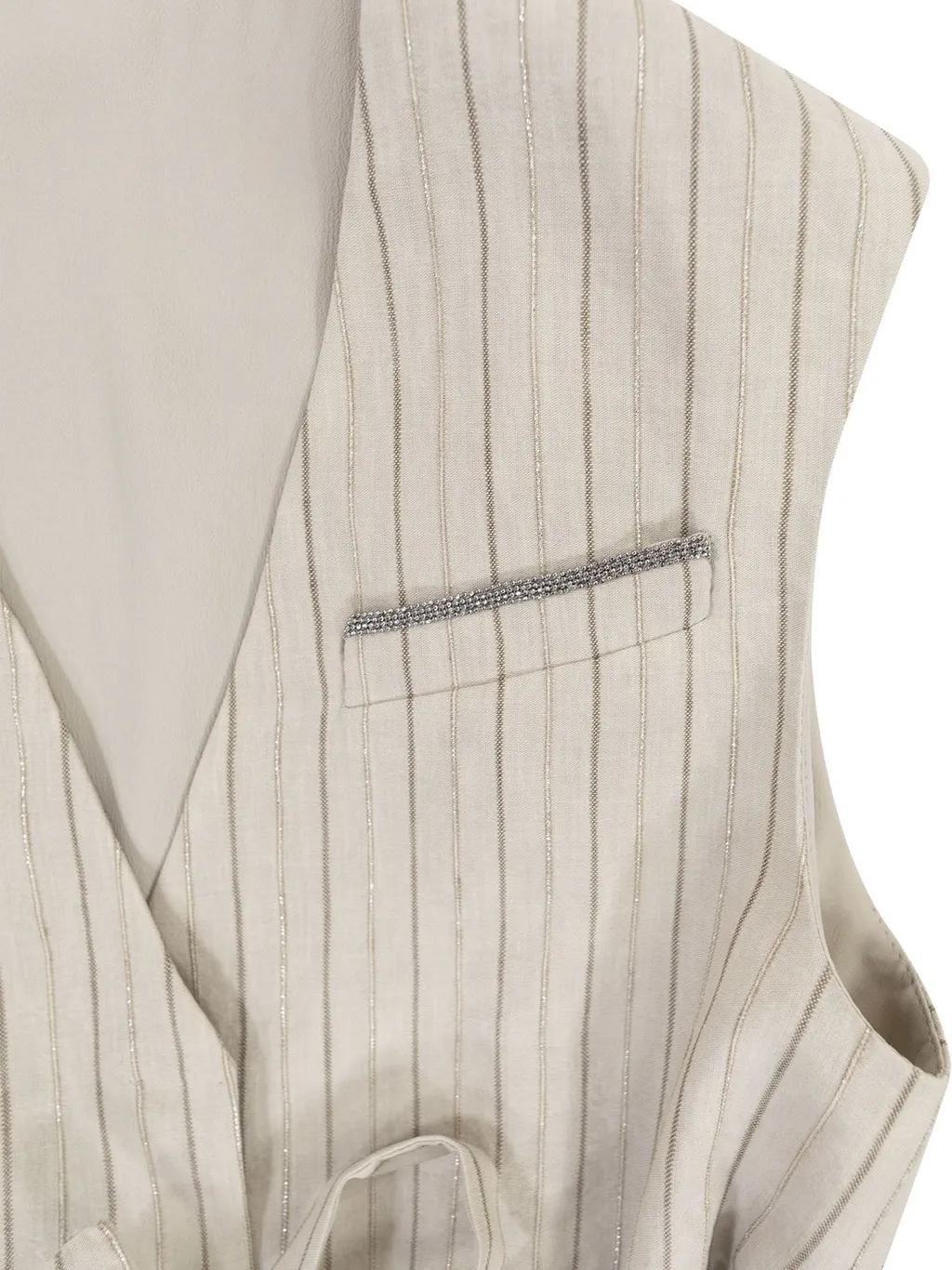 Brunello Cucinelli Kids Striped Tie-Waist Waistcoat