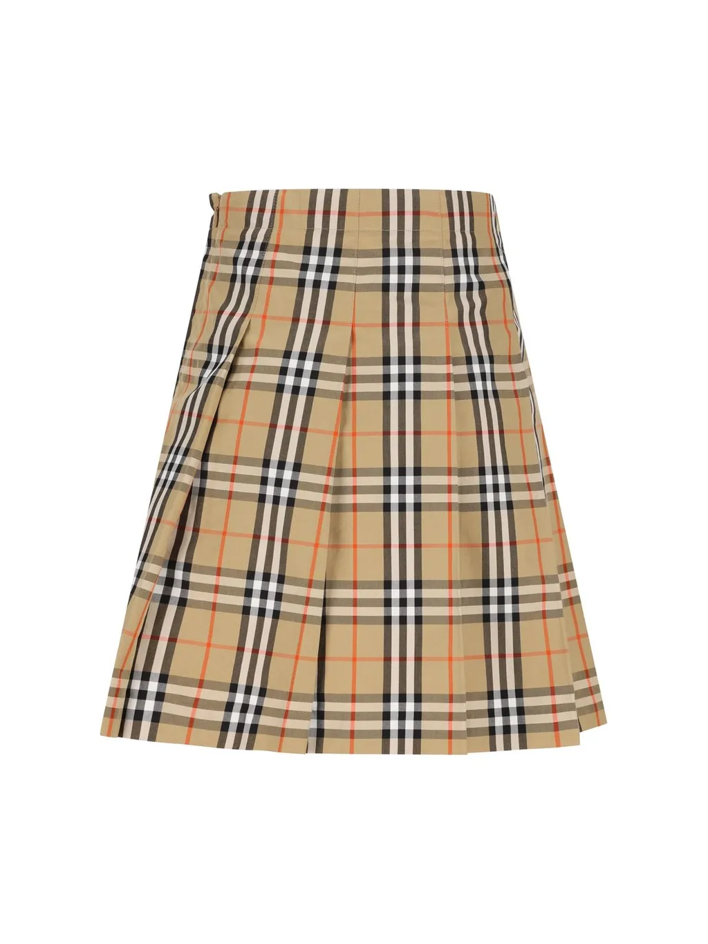 Burberry Kids Pleated Checked Twill Skirt