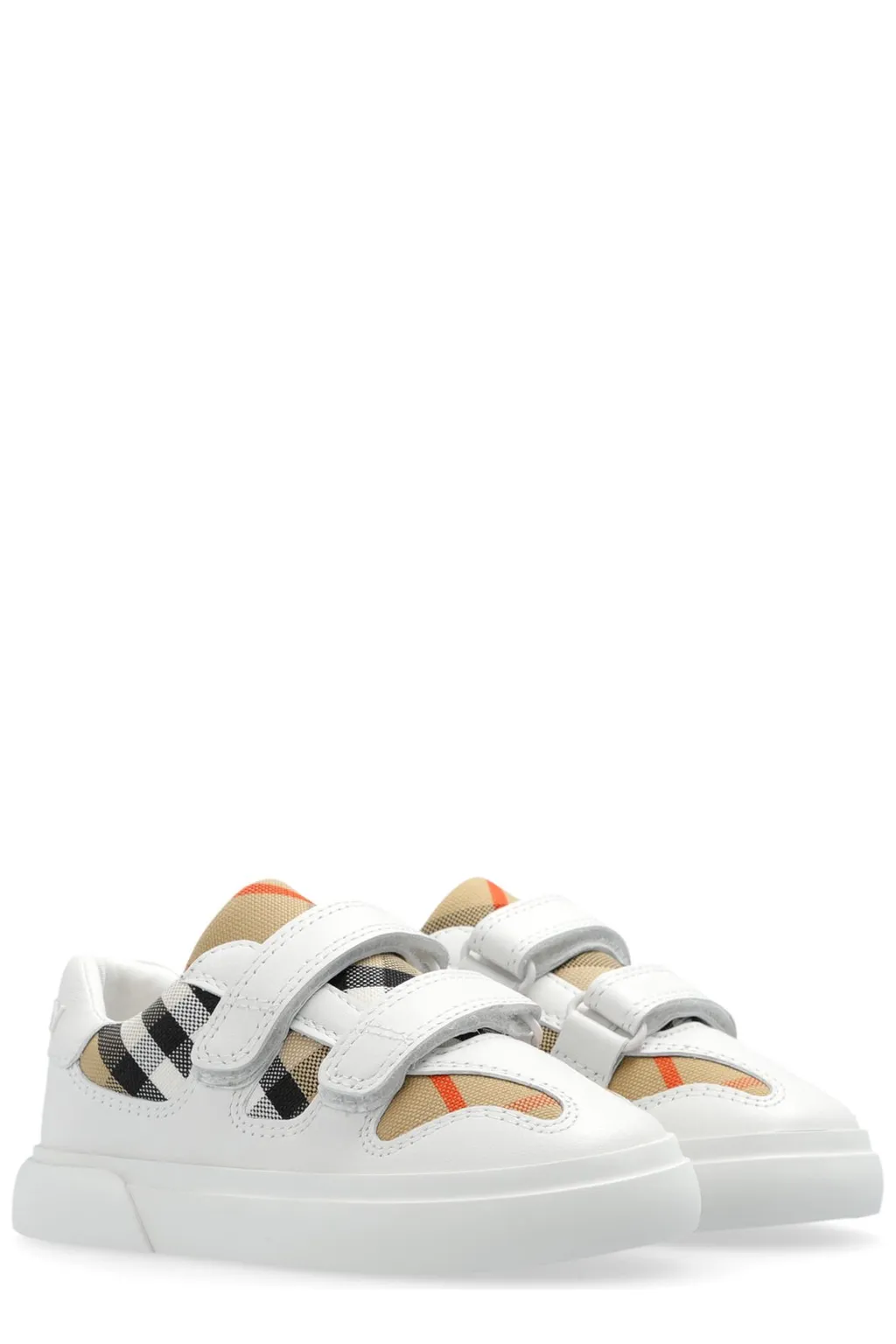 Burberry Kids Checked Touch Strap Trainers