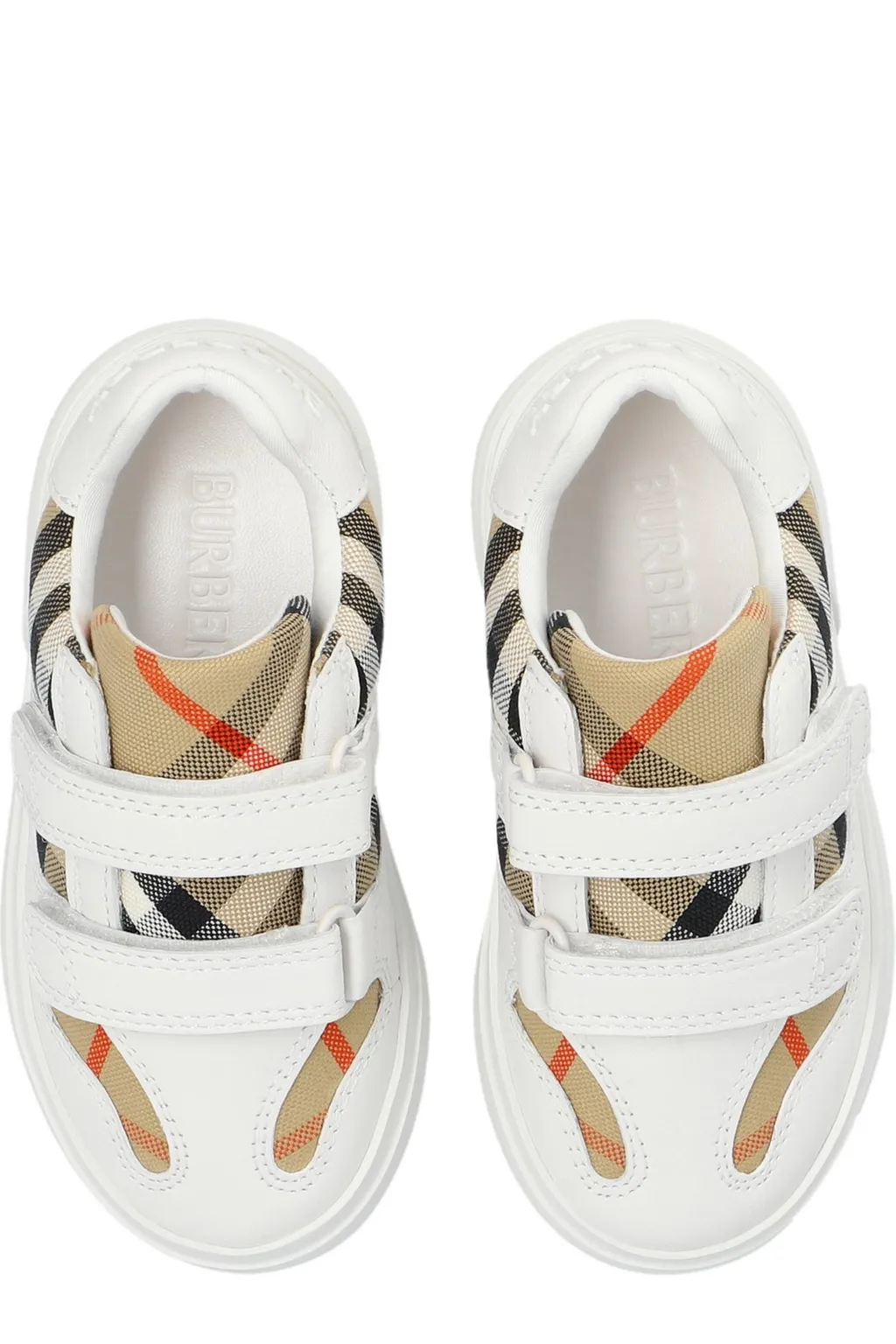 Burberry Kids Checked Touch Strap Trainers