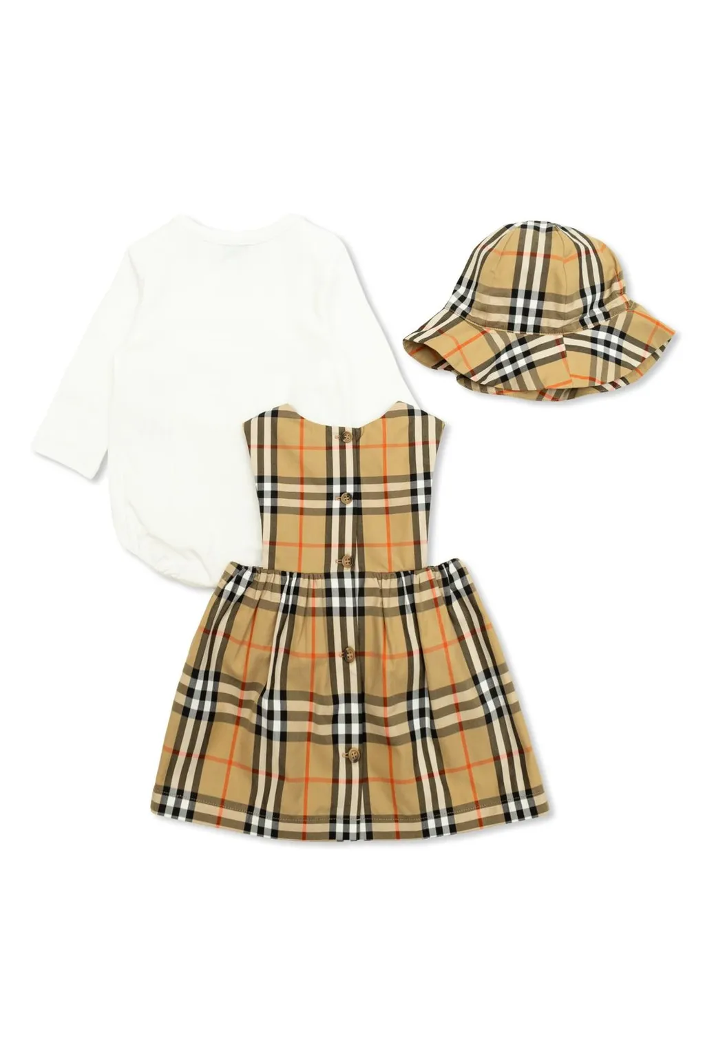 Burberry Kids Checked Logo Embroidered Dress Body Set
