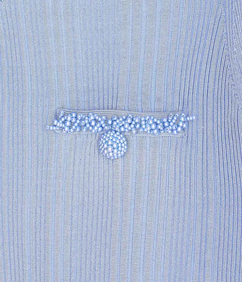 Self-Portrait Pearl Trim Knitted Mini Dress