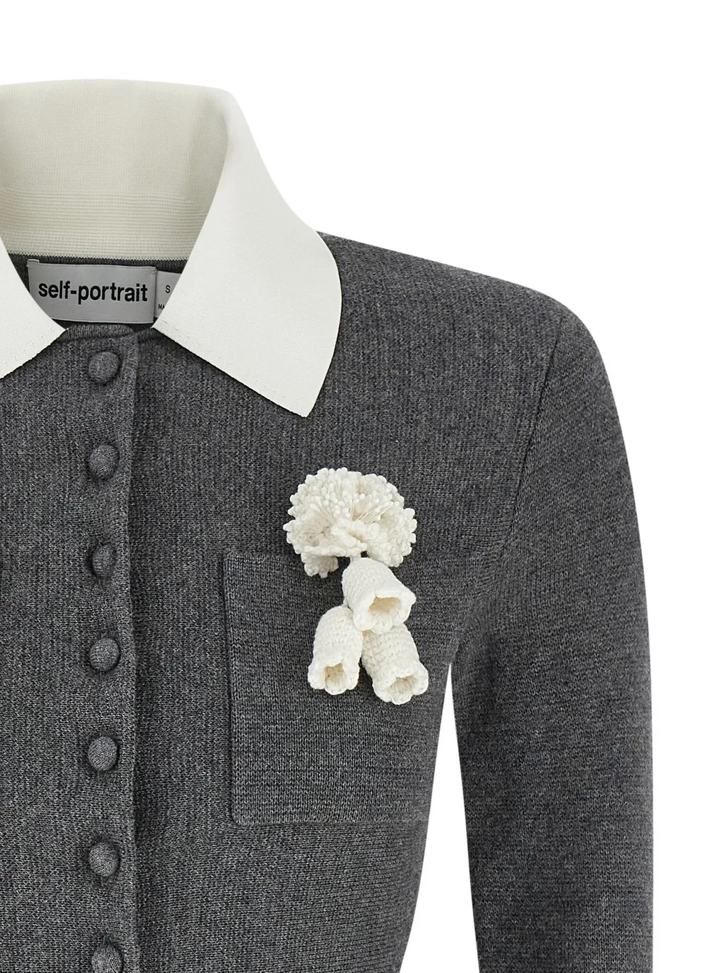 Self-Portrait Crochet Flower Collared Knitted Mini Dress