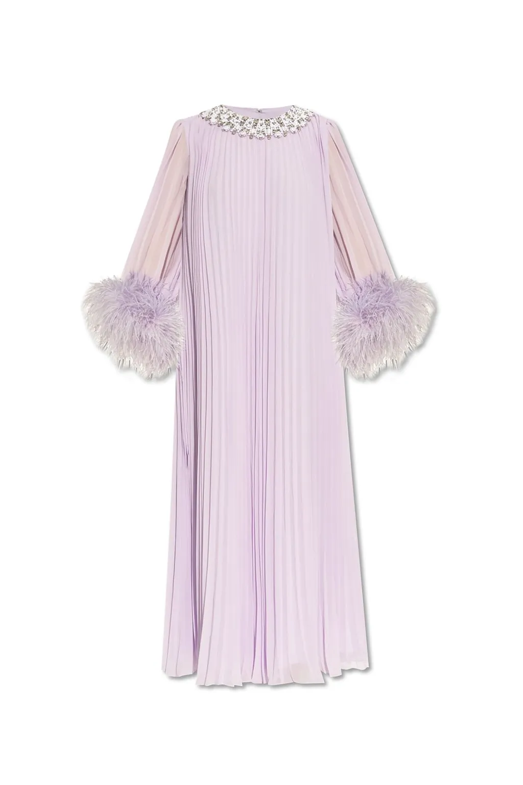 Self-Portrait Feather-Frim Chiffon Dress