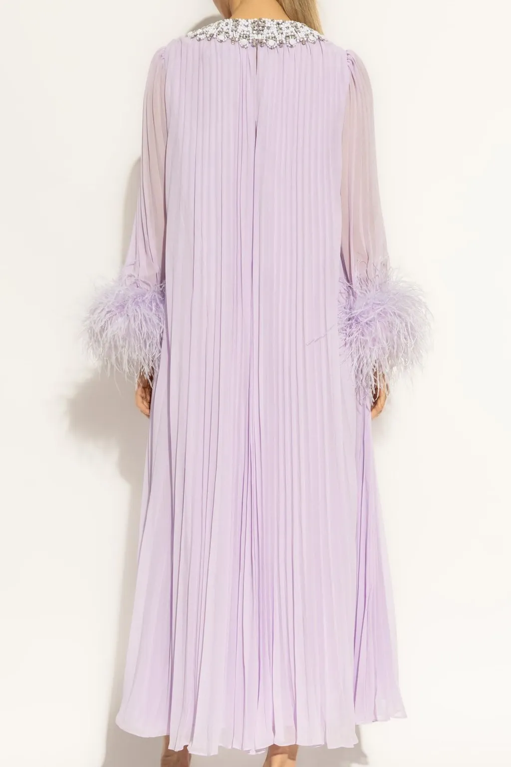 Self-Portrait Feather-Frim Chiffon Dress