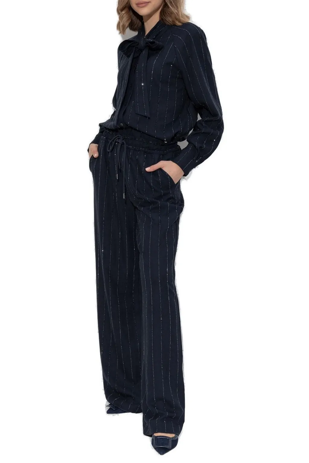 Self-Portrait Rhinestone-Embellished Trousers