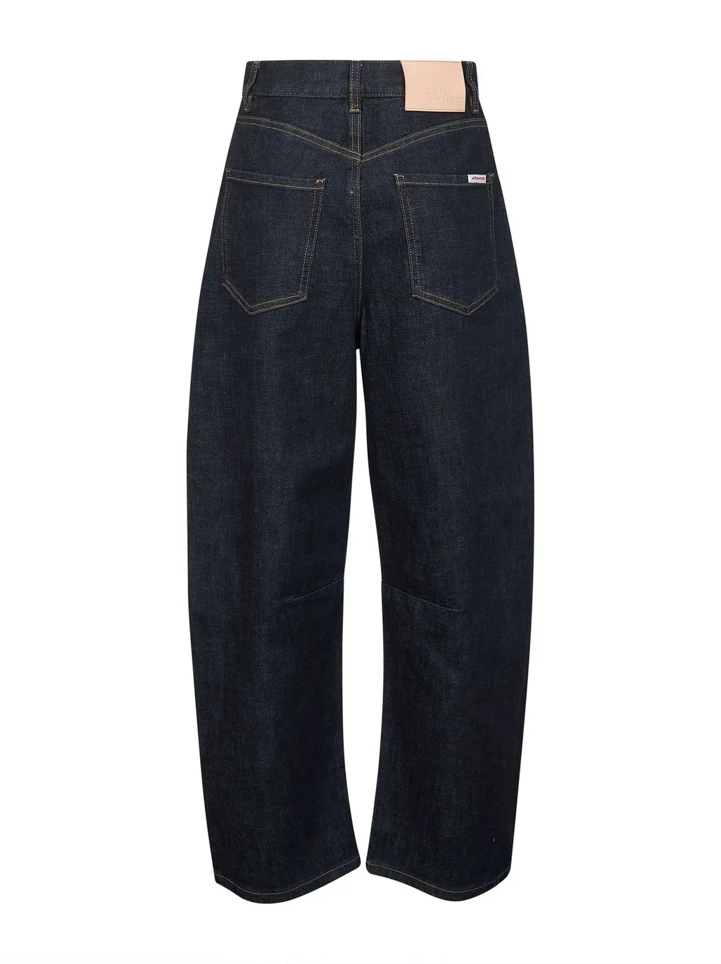 Self-Portrait Logo Patch Barrel-Leg Jeans