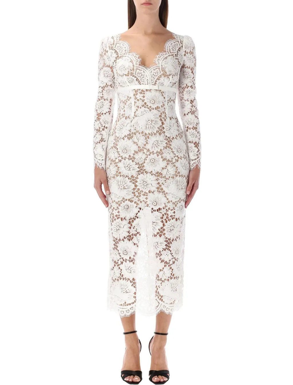 Self-Portrait Floral Laced Midi Dress