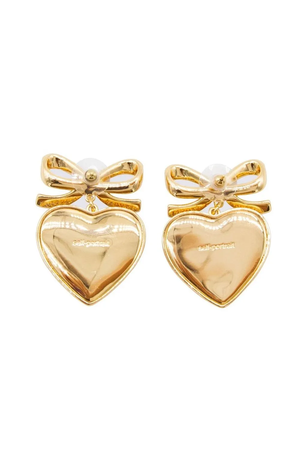 Self-Portrait Bow Embellished Heart Earrings