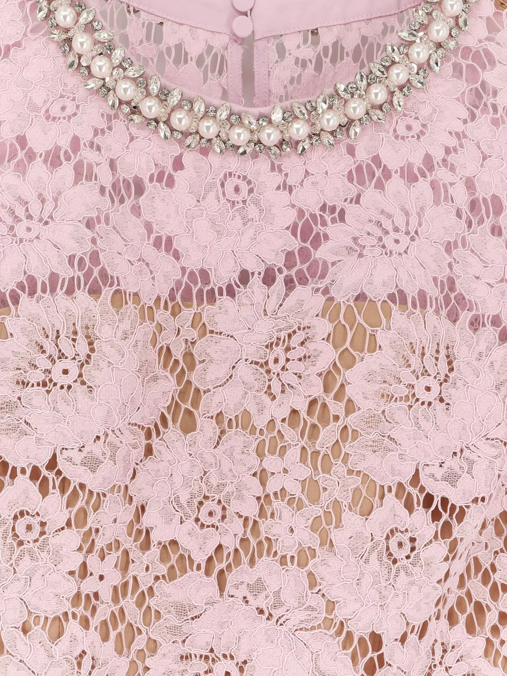 Self-Portrait Fine Lace Embellished Midi Dress