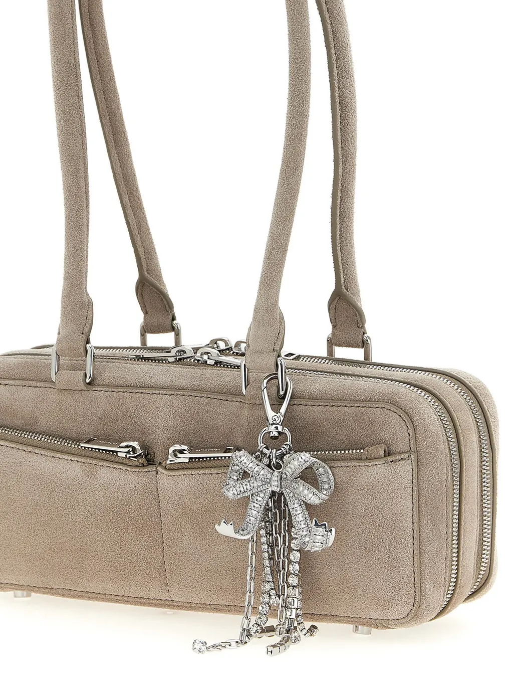 Self-Portrait Bow Charm Embellished Baguette Shoulder Bag