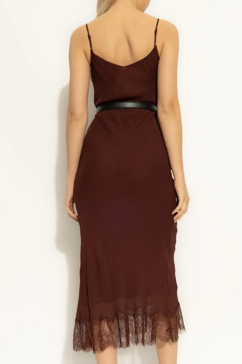 Self-Portrait Spaghetti Strap Belted Midi Dress