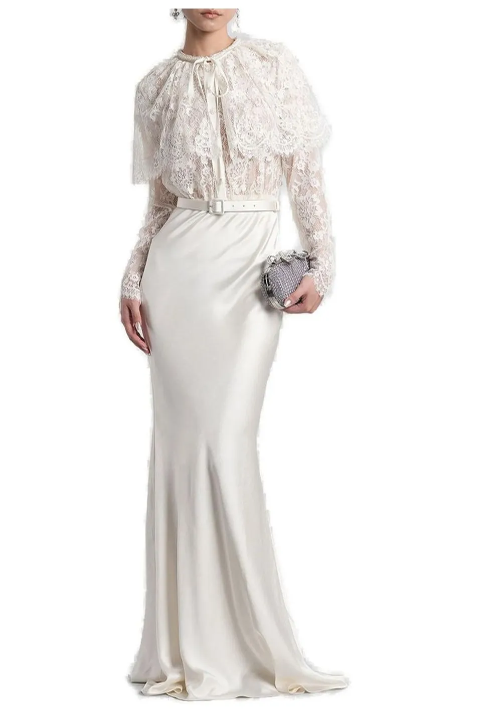 Self-Portrait Laced Cape Maxi Dress