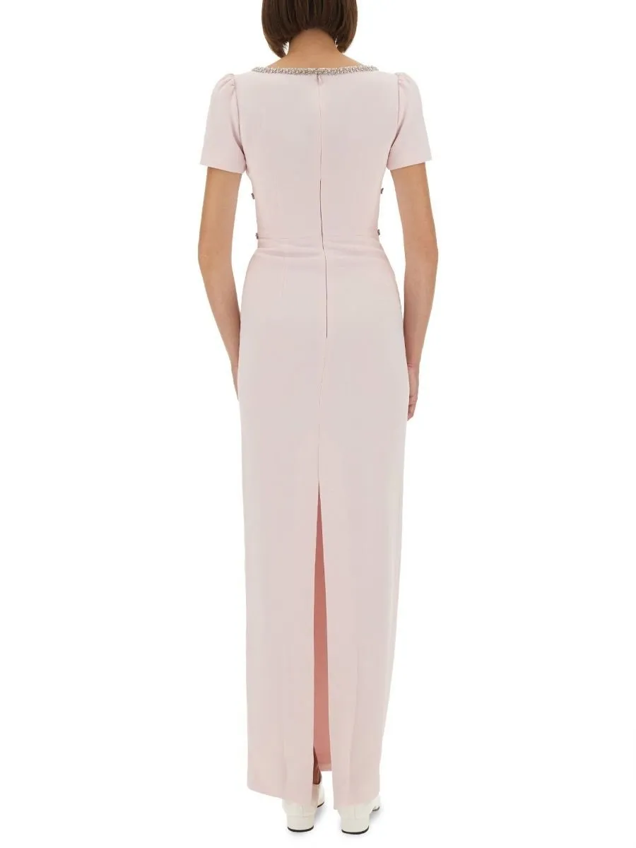 Self-Portrait Crepe Embellished Trim Maxi Dress