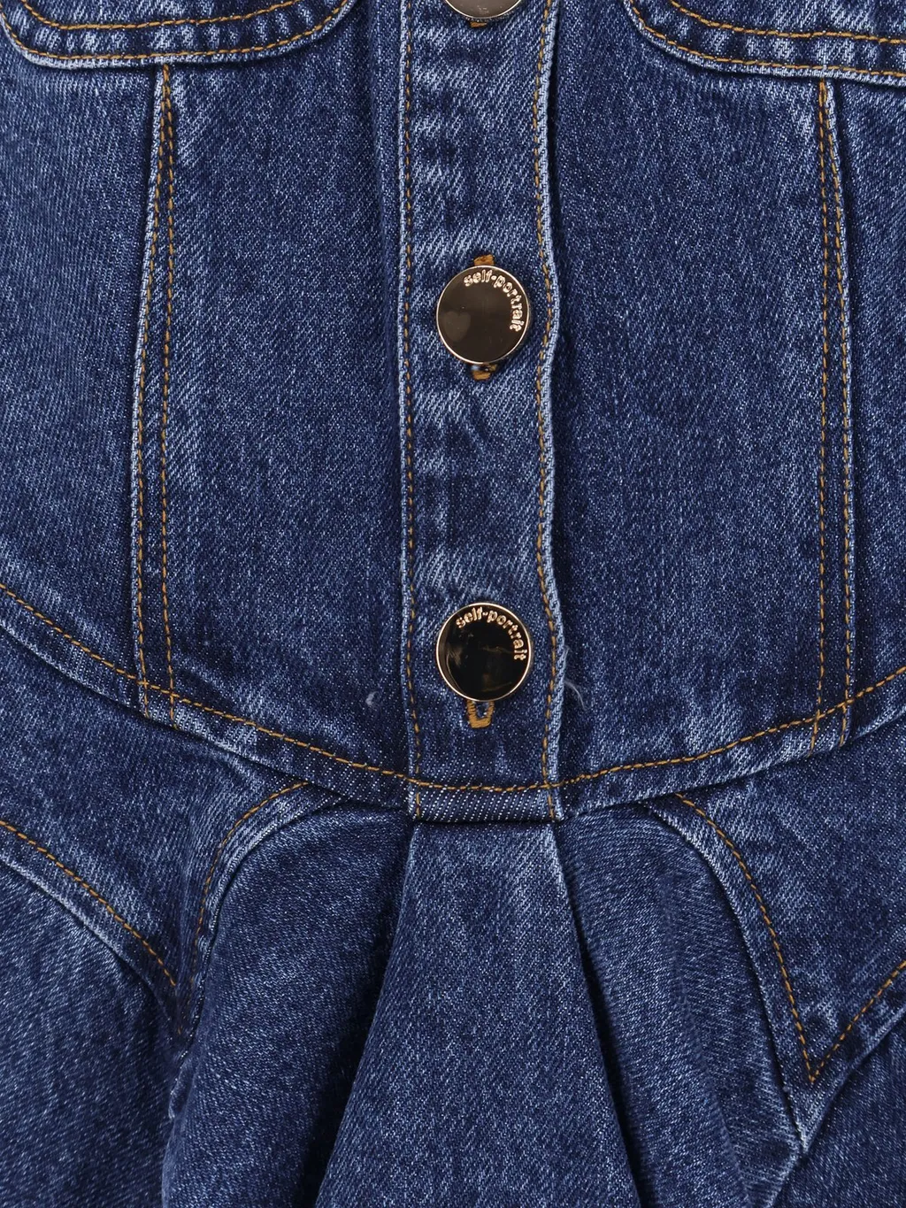 Self-Portrait Denim Sleeveless Flared Mini Dress