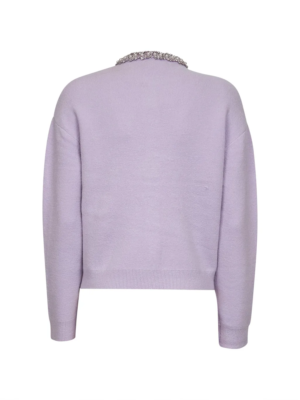 Self-Portrait Pearl Trim Ribbed Knit Cardigan