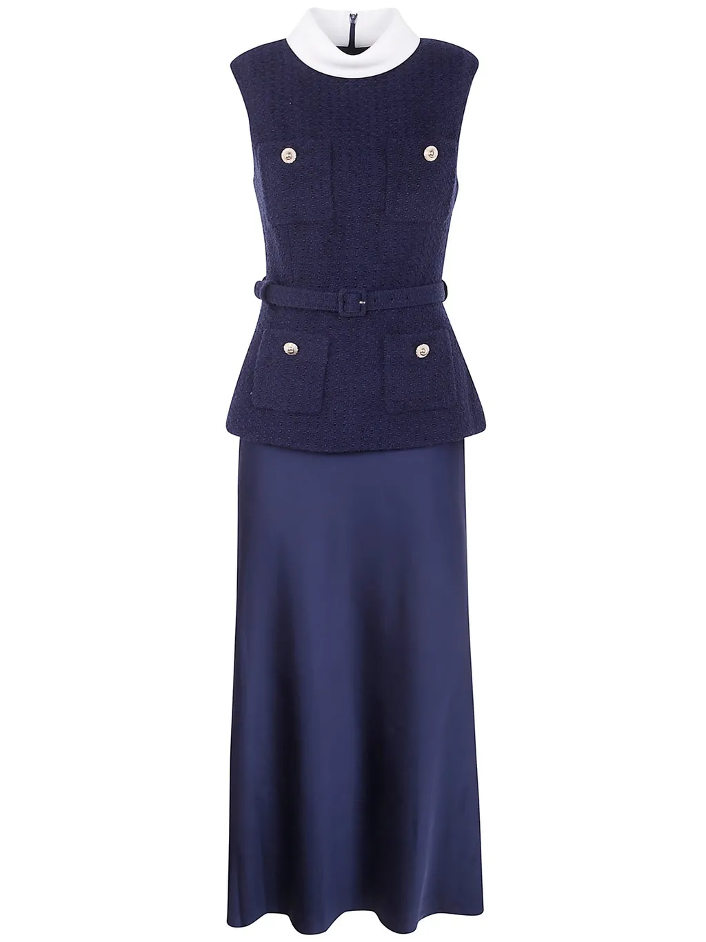 Self-Portrait Boucle Sleeveless Midi Dress